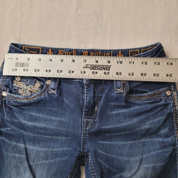 Rock Revival Loreen Women's Mid Rise Bootcut Dark Wash Jeans Size 25 - Picture 7 of 12